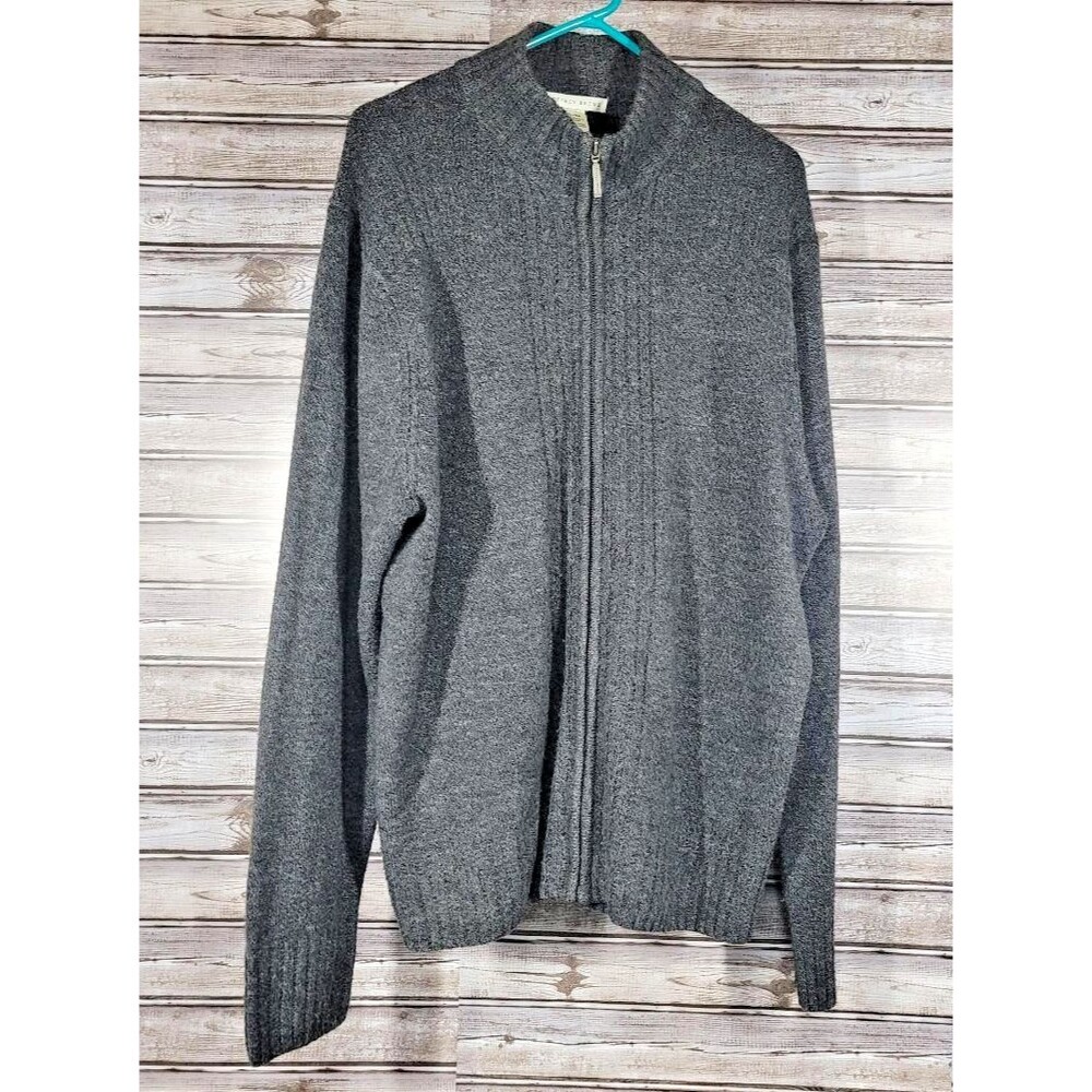 Geoffrey Beene Men's Gray Sweater Full Zip Long Sleeve Size XL